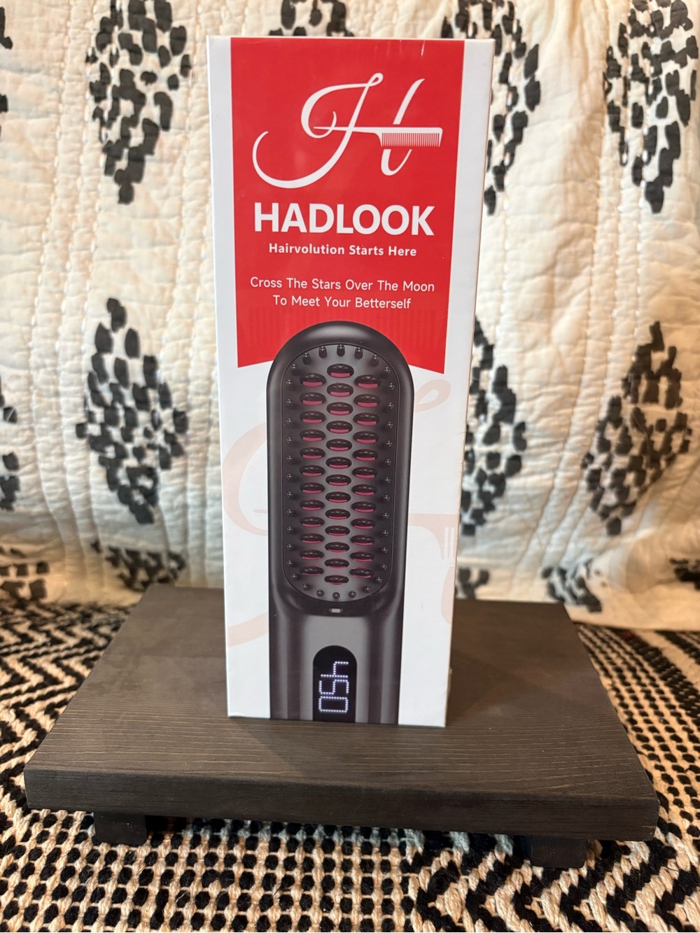 Hadlook Cordless Travel Hair Straightening Brush in Black